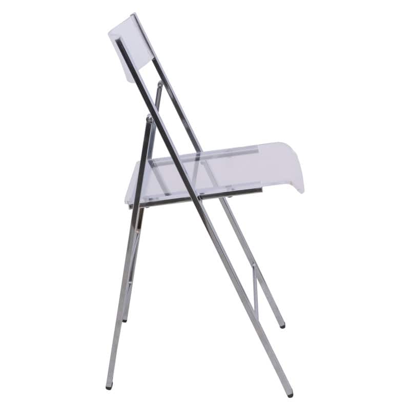 Menno Foldable Acrylic Dining Chair with Metal Frame – Modern Transparent Seat for Indoor Outdoor Kitchen Office or Events
