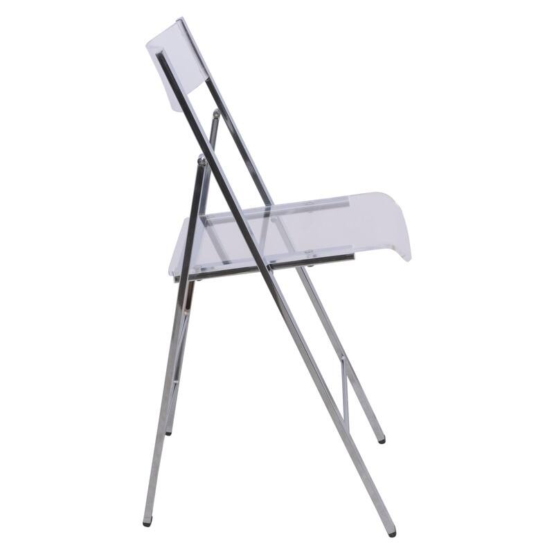 Menno Modern Acrylic Folding Dining Chairs with Stainless Steel Frames and Rubber Pads (Set of 4)