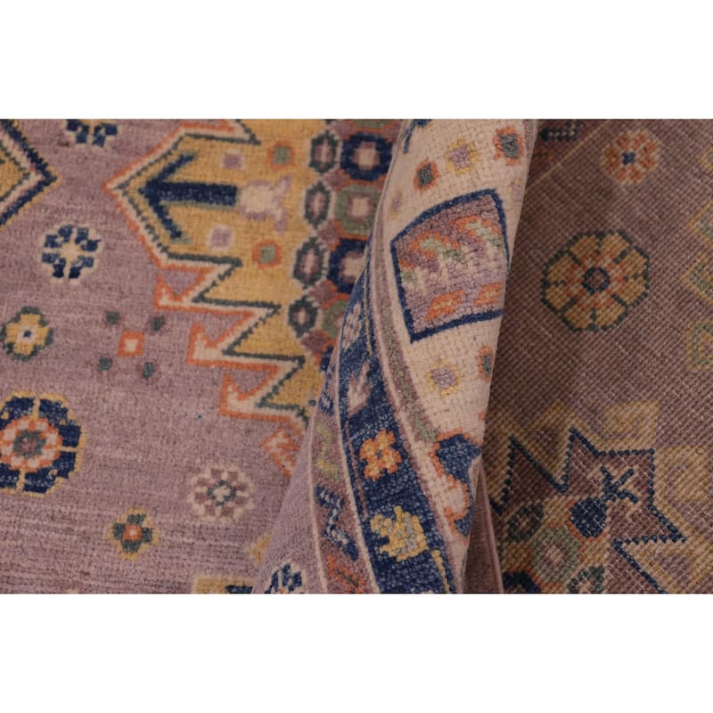 Southwestern Kazak Valery Purple/Beige Wool Rug - 8'0'' x 10'3''