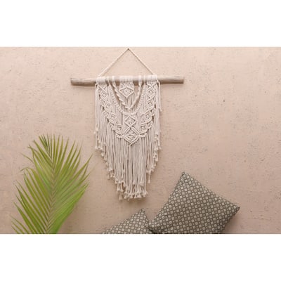 Novica Handmade Boho Splash Cotton Macrame Wall Hanging