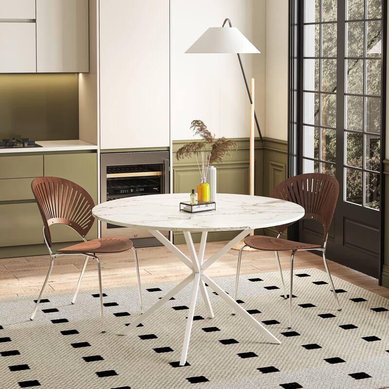 47.24'' Modern Round Dining Table with Crossed Legs