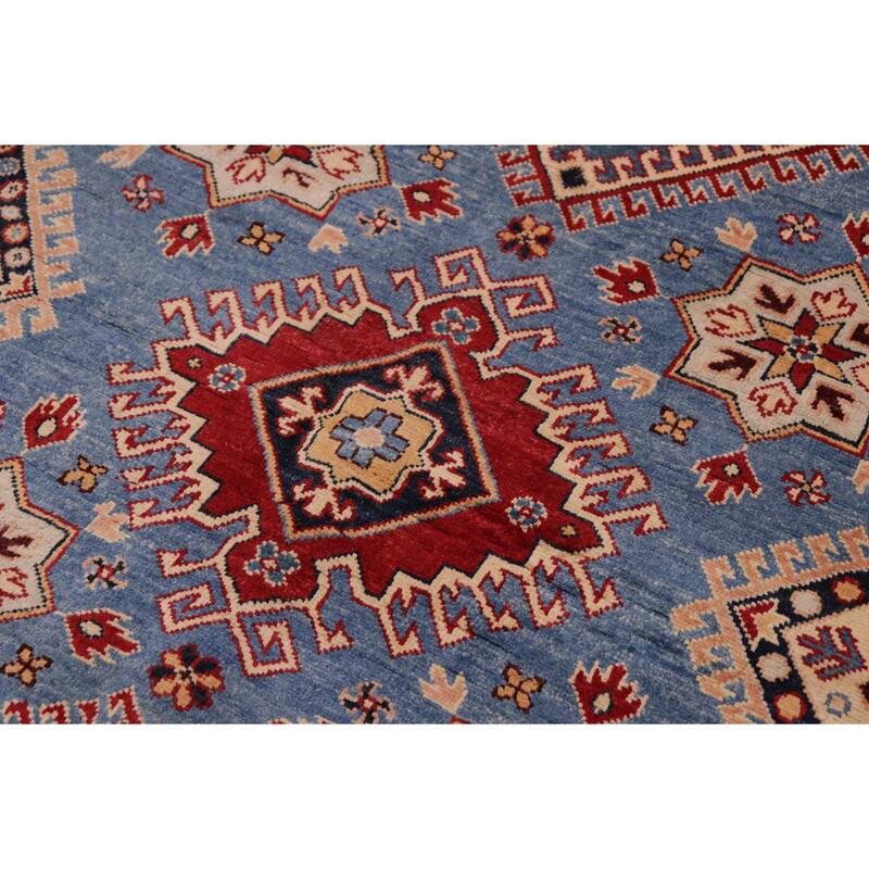 Southwestern Kazak Sam Light Blue/Red Wool Rug - 8'1'' x 9'7''