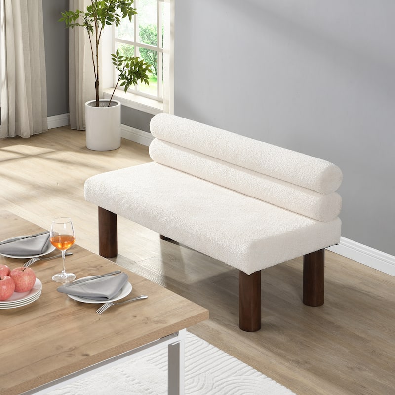 Upholstered Dining Bench, End of Bed, Entryway Bench, Boucle Ottoman for Dining Room, Bedroom, Living Room
