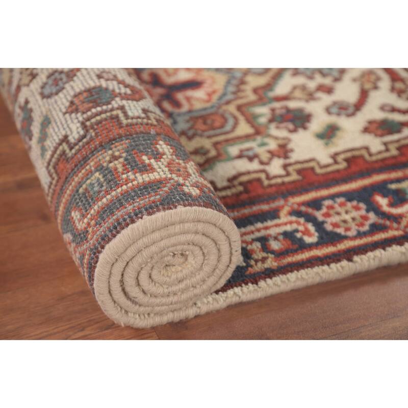 Geometric Heriz Serapi Runner Rug Hand-Knotted Wool Carpet - 2'6"x 7'11"