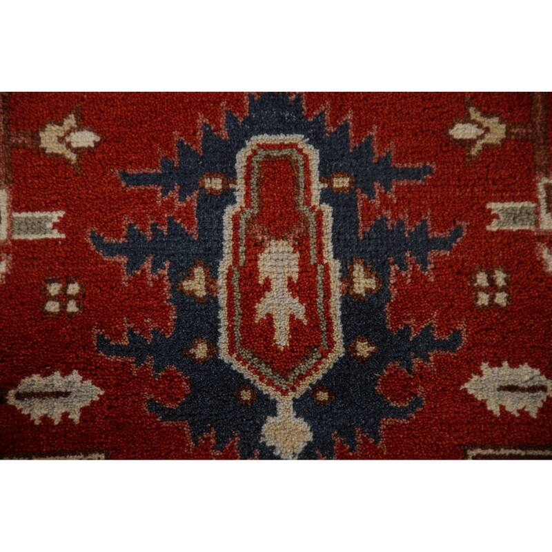 Geometric Heriz Serapi Oriental Area Rug Hand-Knotted Wool Carpet - 8'11"x 11'10"