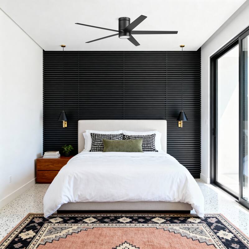 60" Honeywell Graceshire Matte Black Indoor Ceiling Fan with LED Light and Remote Control, 6-Speed BLDC Motor - Matte Black