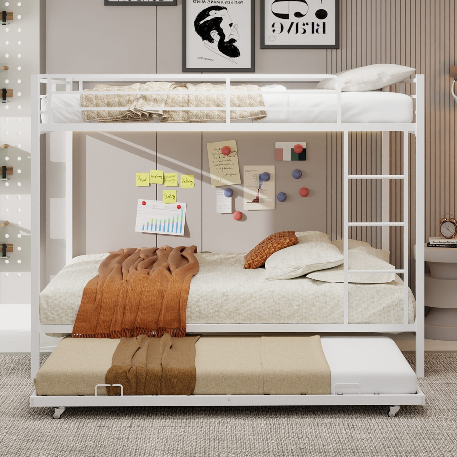 Durable Square Tube Iron Bunk Bed Featuring Safety Rails