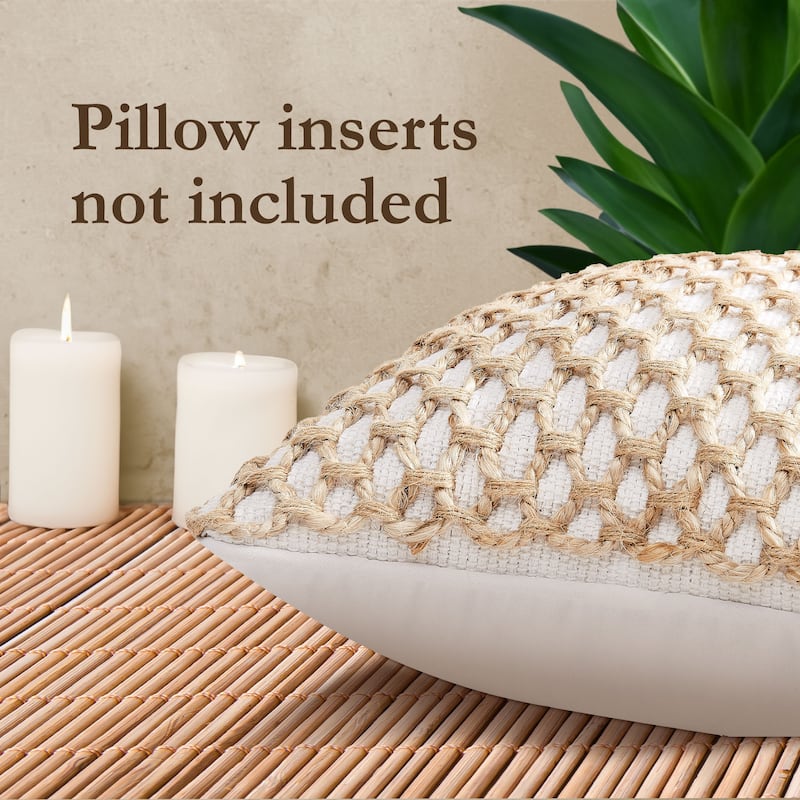 Boho Living Jada Braided Cotton/Jute Throw Pillow Covers