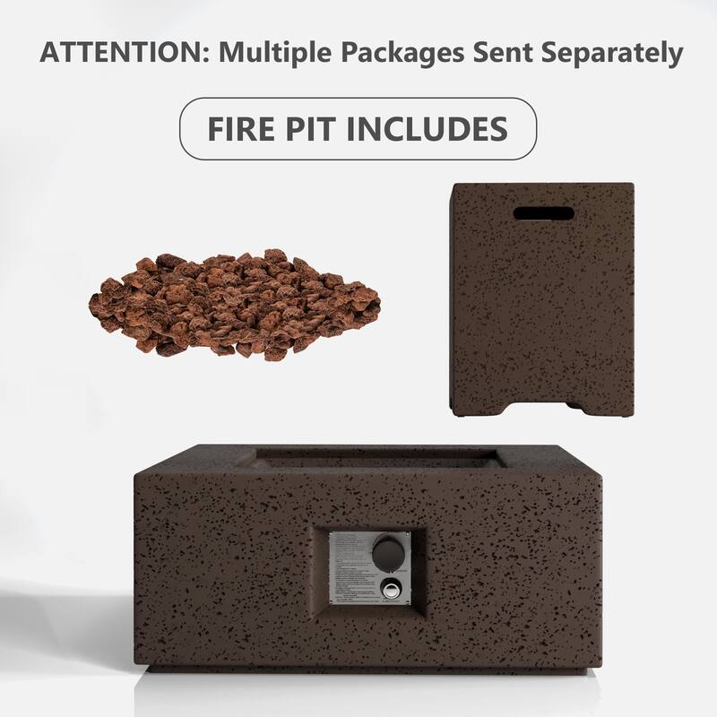 COSIEST 2-Piece Outdoor Square Fire Pit w Tank Cover Table - 28" W x 28" L x 12" H