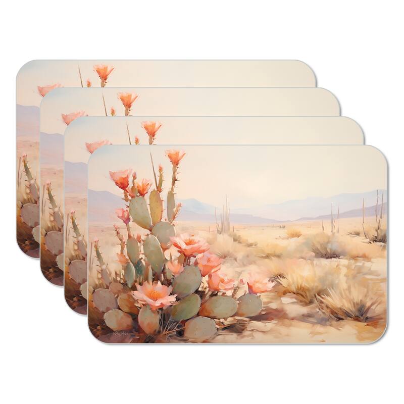Desertscape 4 Pack Reversible Easy Care Flexible Plastic Placemats Made in The USA BPA Free Easily Wipes Clean - Multi - Set of 4