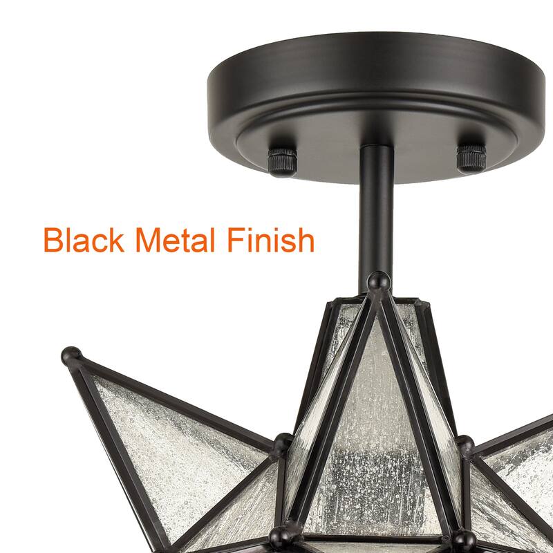 Spoleto Moravian Star Ceiling Light W/ Etched Glass Shade - 13-Inch Diameter