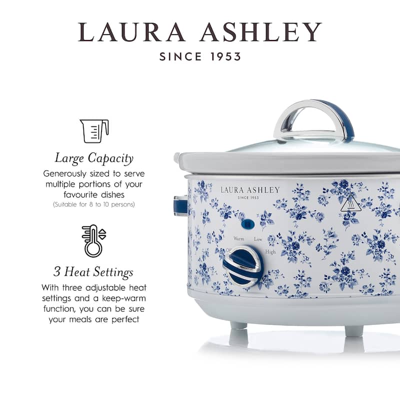 VQ Laura Ashley VQSLWC6LLACR Slow Cooker 6.5L, China Rose