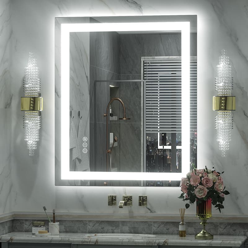 KIOTEE Super Bright Anti-fog LED Bathroom Mirror with Backlit and Front Lighting 3-Year Warranty - 36x30