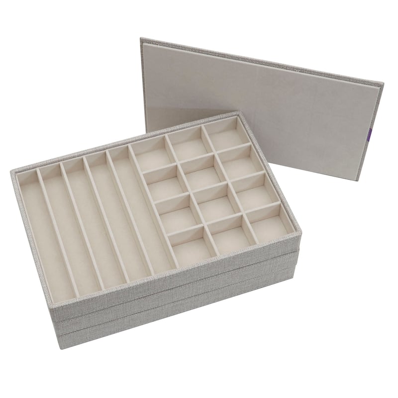 Household Essnetials Stackable Jewelry Storage Trays, 3-Tier, Silver