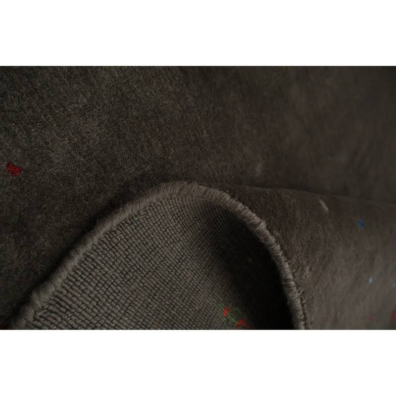 Hand Knotted Oriental Viscose Silk Carpet Tribal Animal Pictorial Brown Gabbeh Area Rug - 9' 7'' X 8' 0''