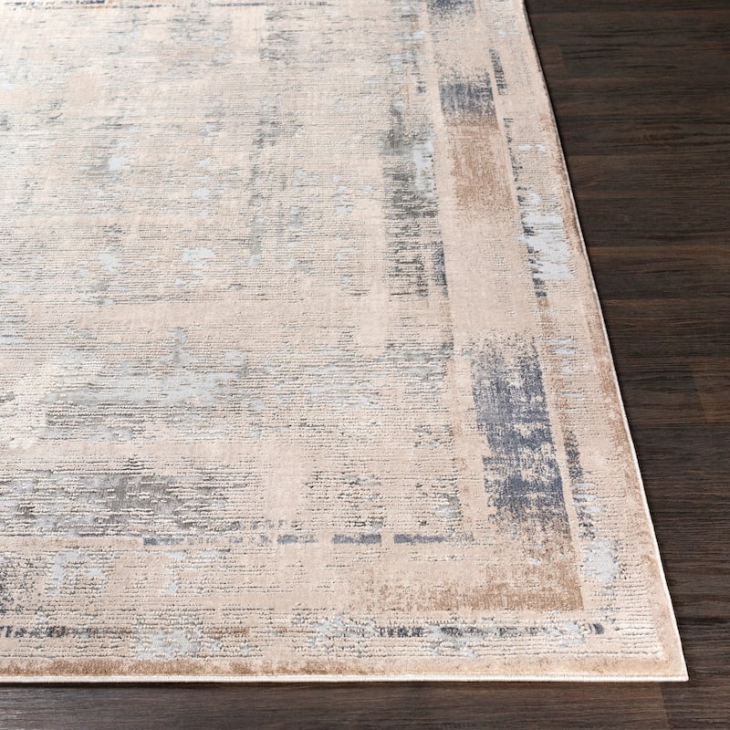 Marjan Ivory Distressed Border Area Rug - 6'7" x 9'6"