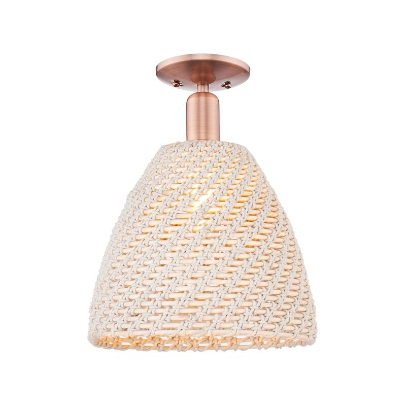 Innovations Lighting 716-1C-11-12 Natural Ballston Dome Semi-Flush - Antique Copper / Natural
