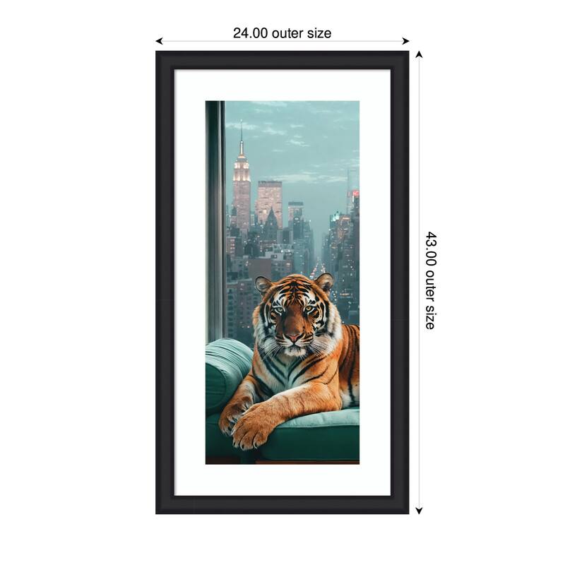Kate and Laurel Framed Art Graceful Tiger in New York Panel by Michael Schauer
