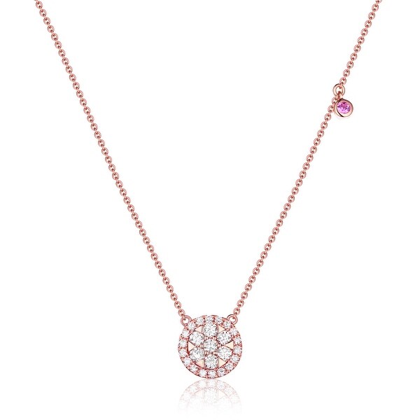 0.45Ct Round Cut G-H/SI1 Pink Color Diamond with White Diamond Round Shaped Necklace