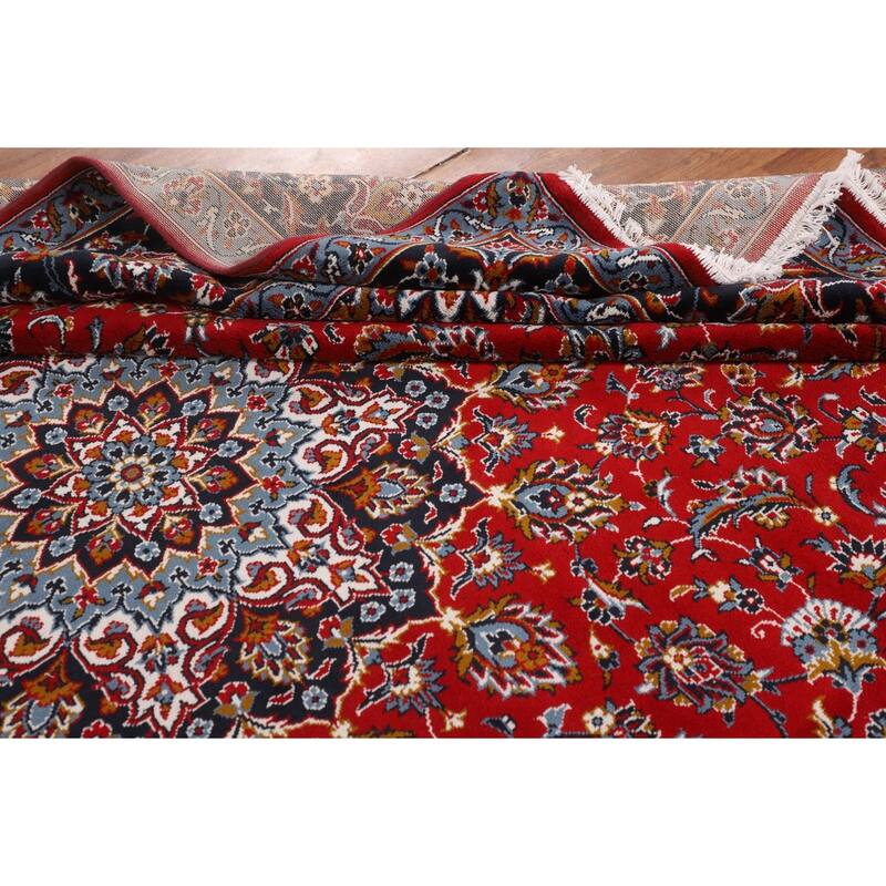 Red Kashan Turkish Rug Floral Oriental Machine-Made Carpet - 9'8" x 12'10"