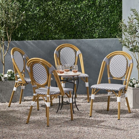 Remi Faux Bamboo/ Faux Rattan Outdoor French Bistro Chairs (Set of 4) by Christopher Knight Home