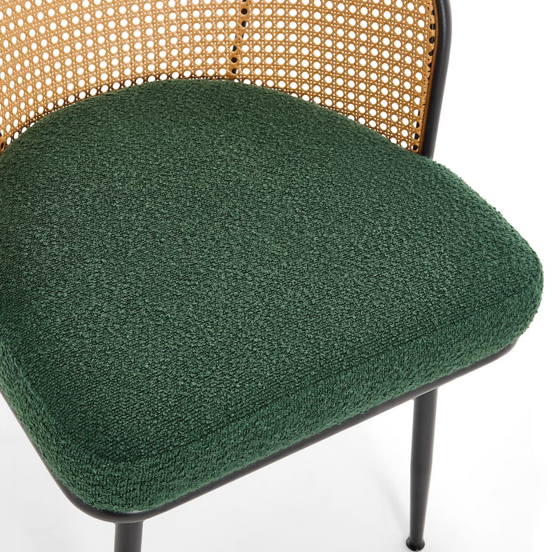 Upholstered Rattan Dining Chairs with Metal Legs Set of 2/4 - 29.92"H x 20.5"W x 23.03"D