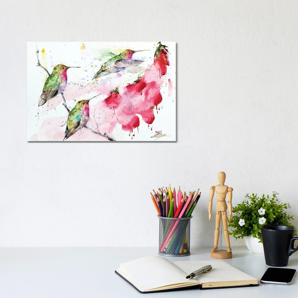 iCanvas "Hummingbirds And Flowers" by Dean Crouser Canvas Print