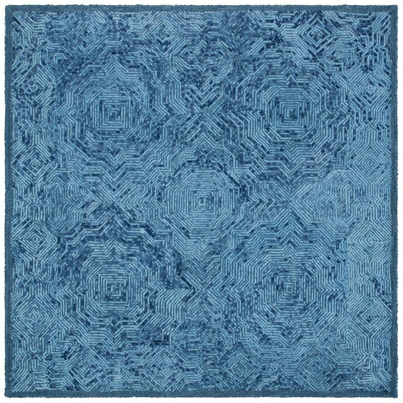 SAFAVIEH Handmade Ikat Robbie Wool Rug - 6' Square - Dark Blue