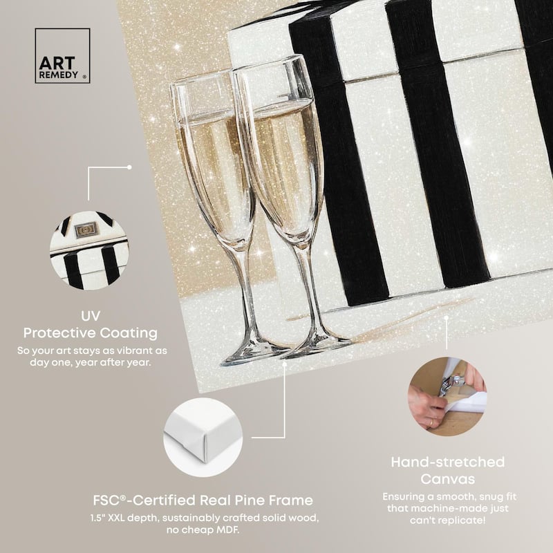 Black and White Striped Glam Canvas by Art Remedy, Gallery Wrapped