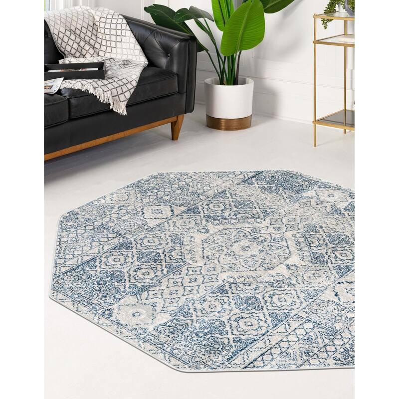 Traditional Haifa Collection Area Rug - Gray - 4'x4' Octagon
