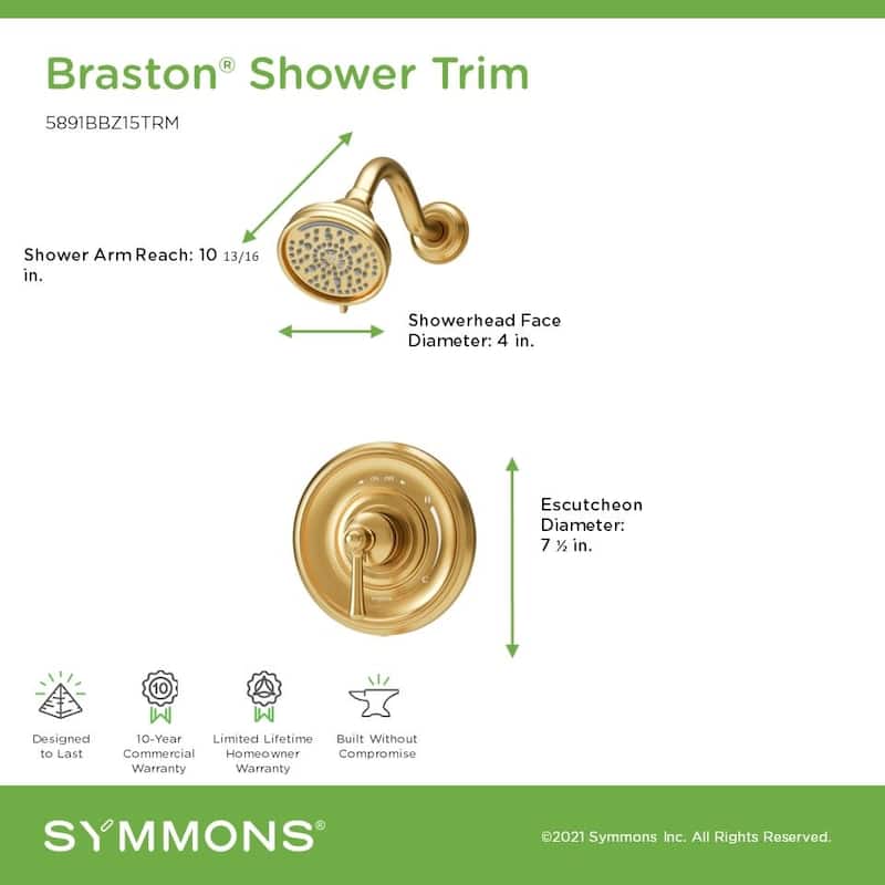 Symmons 589115TRM Braston Shower Only Trim Package with 1.5 GPM Multi