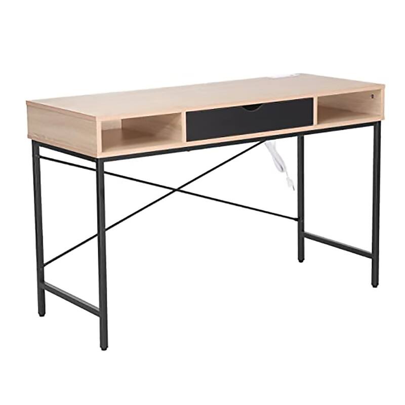JJS 48" Writing Desk with Power Outlet - Modern Large Computer Desk & Laptop Workstation for Home Office