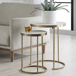 Open Frame Functional Nesting Tables - 24" - Brass Plated Finish - Set of 2