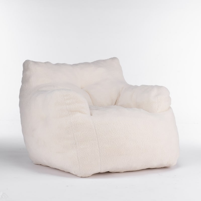 Mieres Faux Fur Fabric Bean Bag Chair, Floor Sofa For Living Room, Bedroom Lazy Sofa