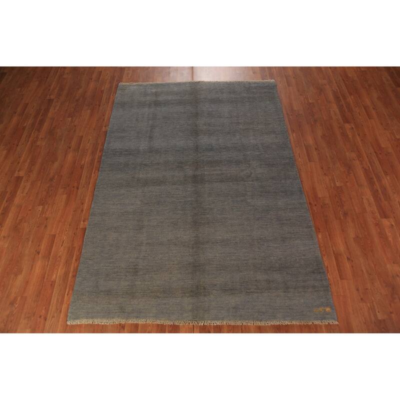 Modern Gray Gabbeh Oriental Area Rug Handmade Wool Carpet - 5'4" x 7'8"