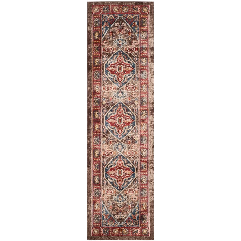 SAFAVIEH Bijar Bertineke Traditional Oriental Distressed Rug - 2'3" x 8' Runner - Brown/Royal