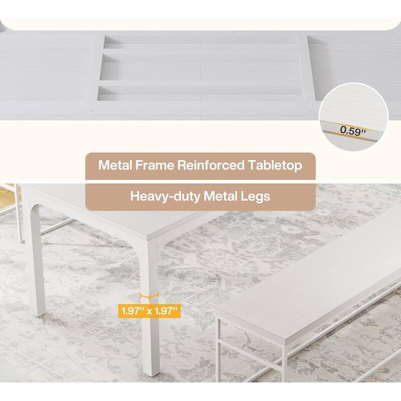 78.7" Rectangle Wood Dining Table, Long Kitchen Table for Living/Dining Room