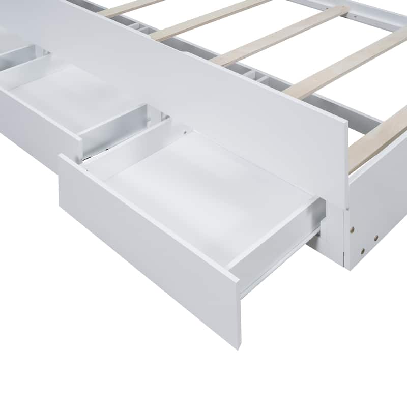 Twin Size Platform Bed with LED Headboard, Twin Trundle, and 3 Drawers