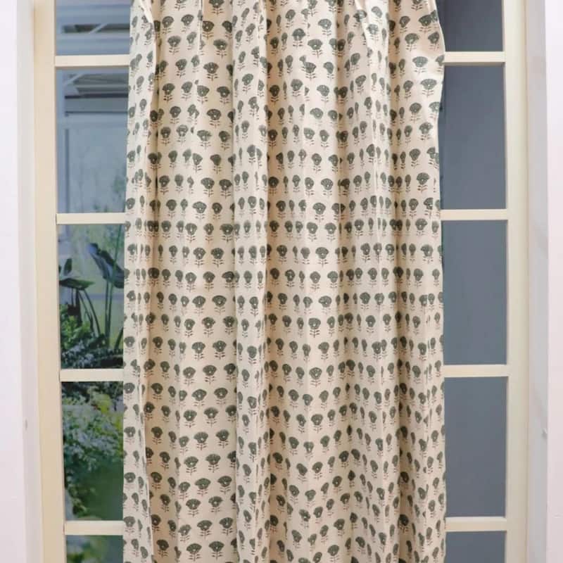 Fabdivine Handmade 2 Pleated Curtain Perfect for Hanging Window or Room Décor Floral Drape