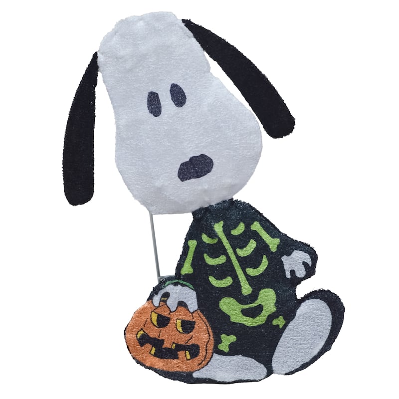 LED Lighted Skeleton Snoopy Outdoor Halloween Yard Decoration - 18"