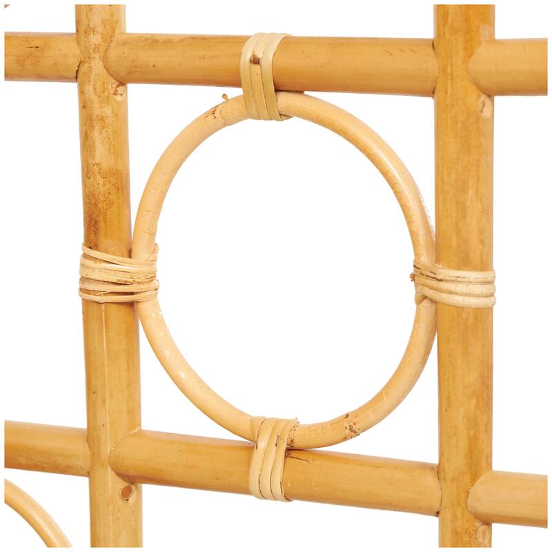 Rattan Geometric Handmade Woven Geometric 3 Panel Room Divider Screen with Open Frame Design - Brown - Roche River Decor