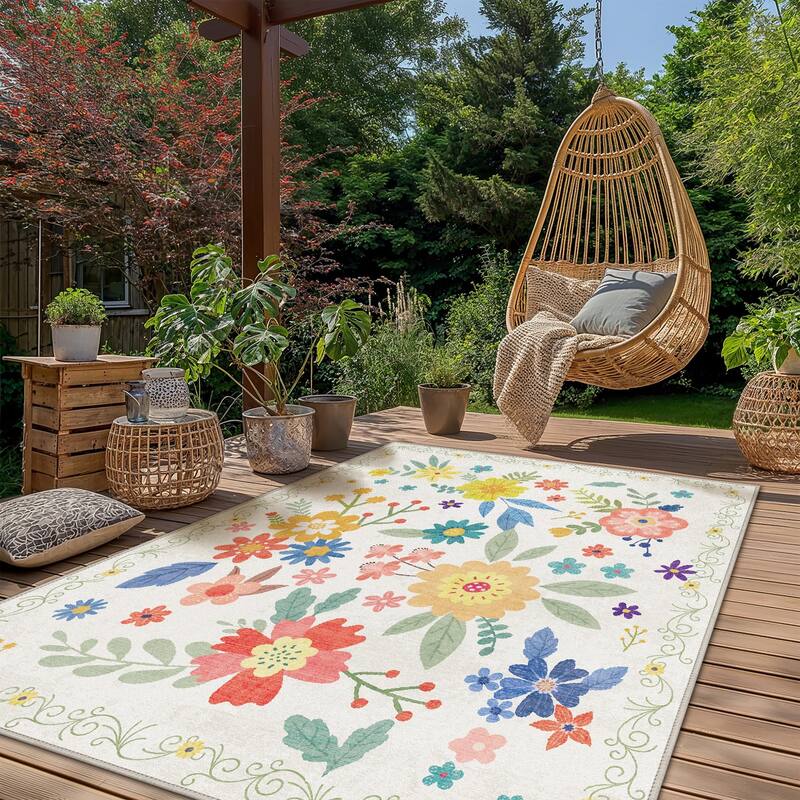 Mcow Quick-Dry Low-Pile Non-Slip Washable Indoor Outdoor Area Rug