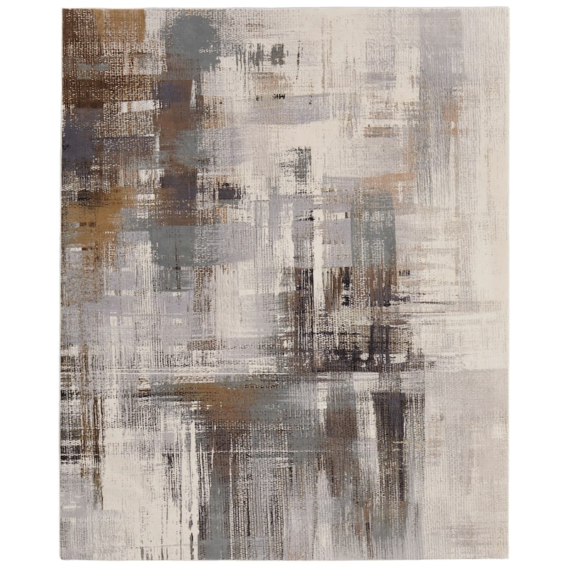 Grand Bazaar Takara Machine Made Abstract Modern Area Rug - 5' x 7'6" - Ivory/Gray/Brown