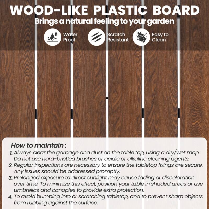 9-Piece Outdoor Dining Set Patio Dining Table with Umbrella Hole and Folding Chairs