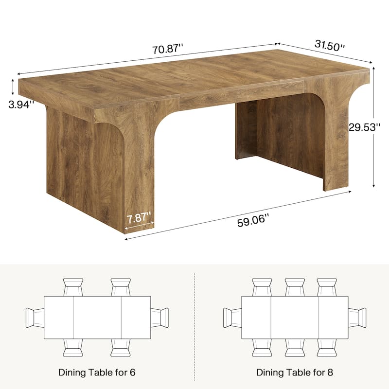 Wooden Rectangular Dining Table for 6-8 People with Sled Base