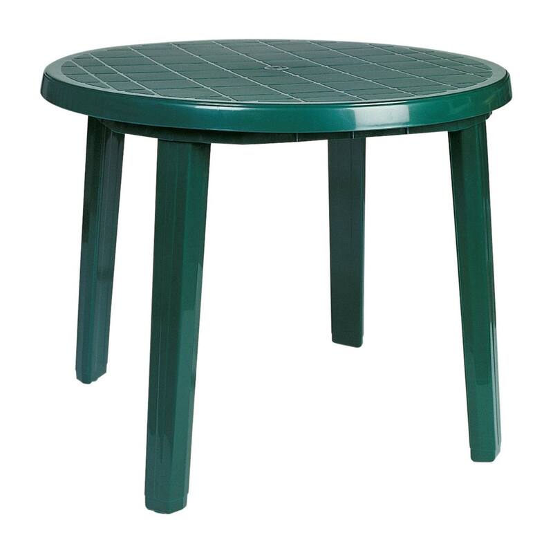 35.5" Green Round Outdoor Patio Dining Table