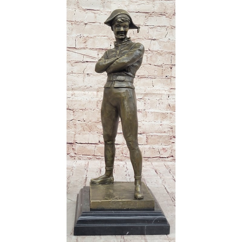 Vintage Style Bronze Harlequin Jester Sculpture Statue Figure By René De Saint-Marceaux