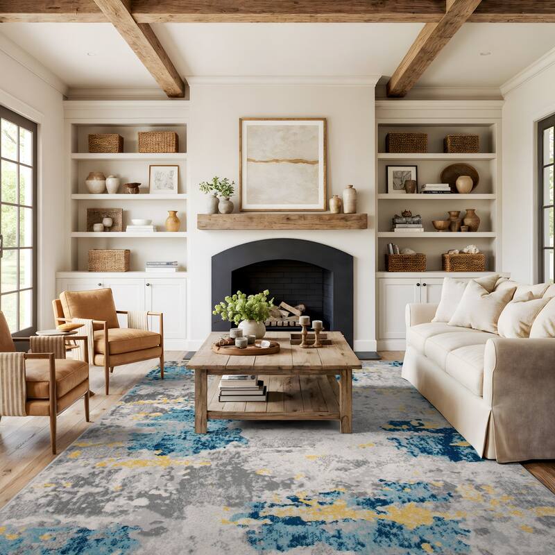 Porch & Den Tanoak Distressed Abstract Pattern Area Rug