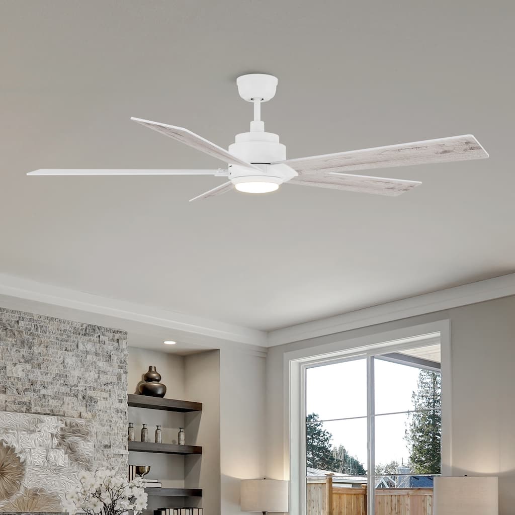 CARRO Livingston 60" 5-Blade Indoor Ceiling Fan with Light and Remote-Downrod