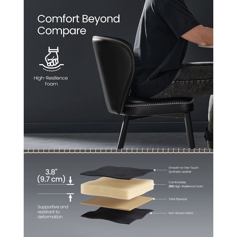 Modern Dining Chairs with Steel Frame and Synthetic Leather Padded Seat